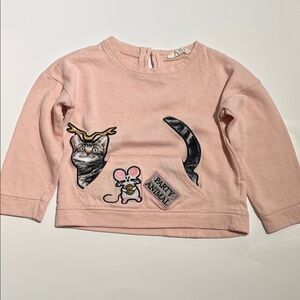 Jessica Simpson Light Pink Kids Sweater with Cat and Mouse Graphics Girl 4T